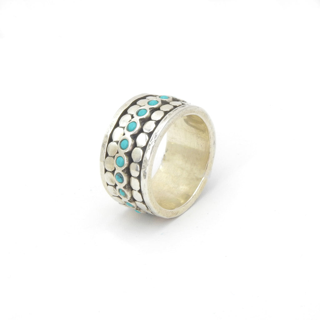 Sterling Silver Turquoise Spinner Ring Size 8