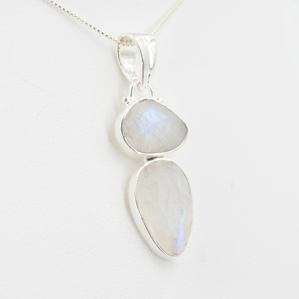 Sterling Silver Double Rainbow Moonstone Pendant