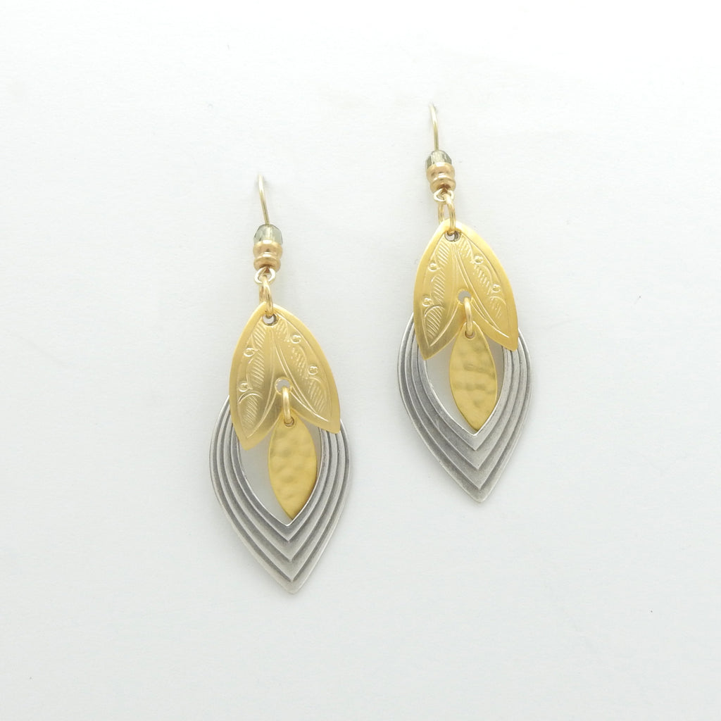 John Michael Richardson Two Tone Etched Dangle Earrings