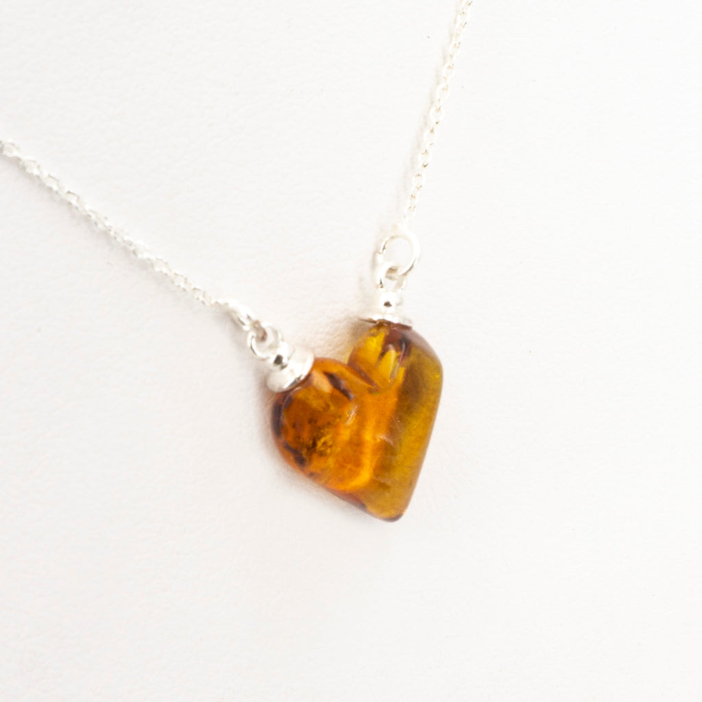 S/S Amber Heart Necklace