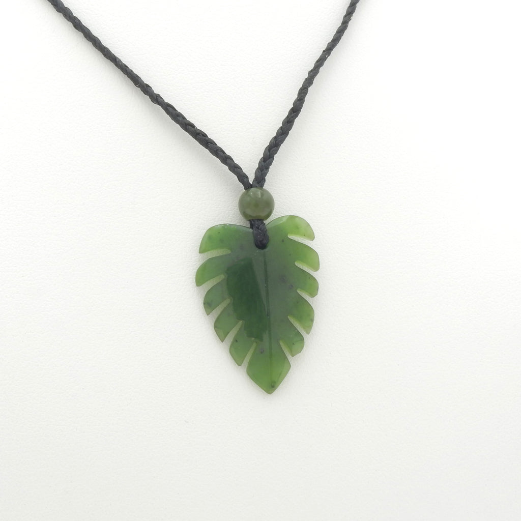 Carved Jade Leaf Pendant