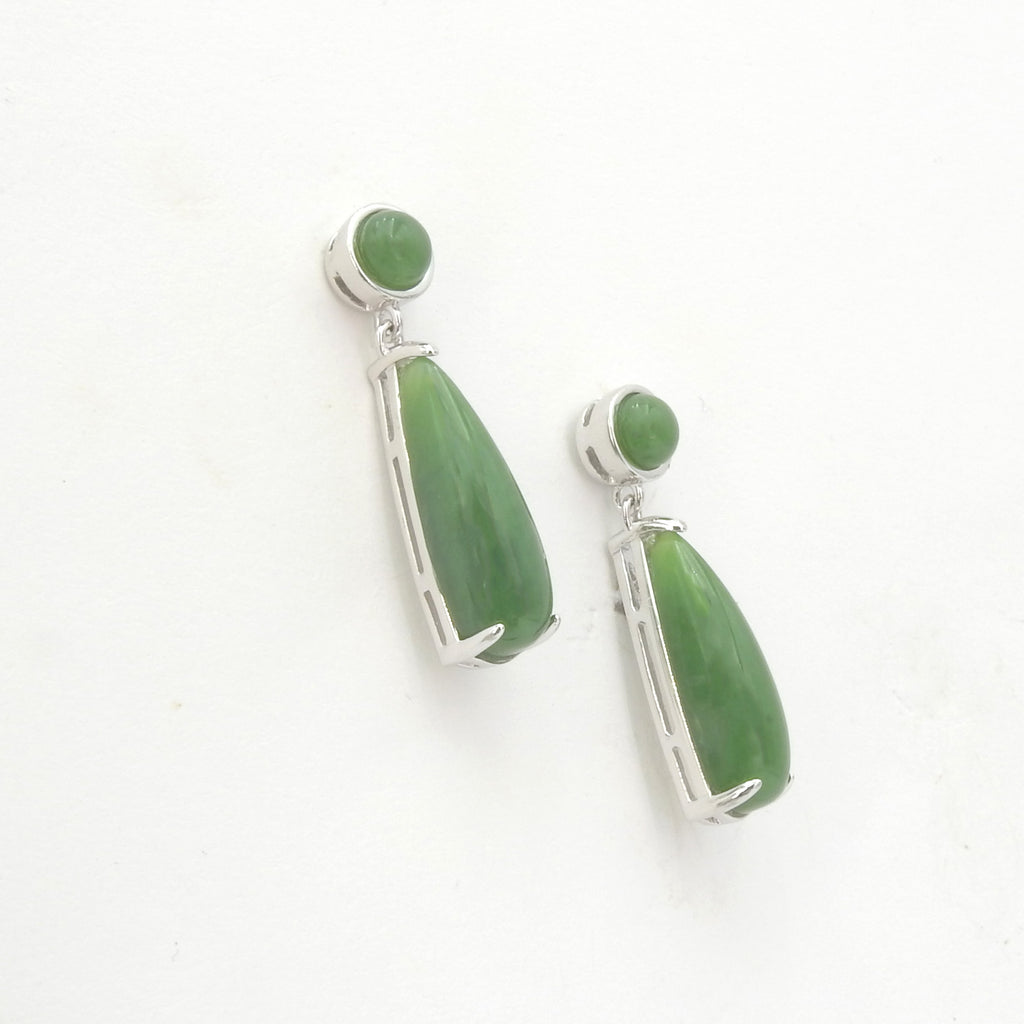 Sterling Silver Jade Dangle Earrings