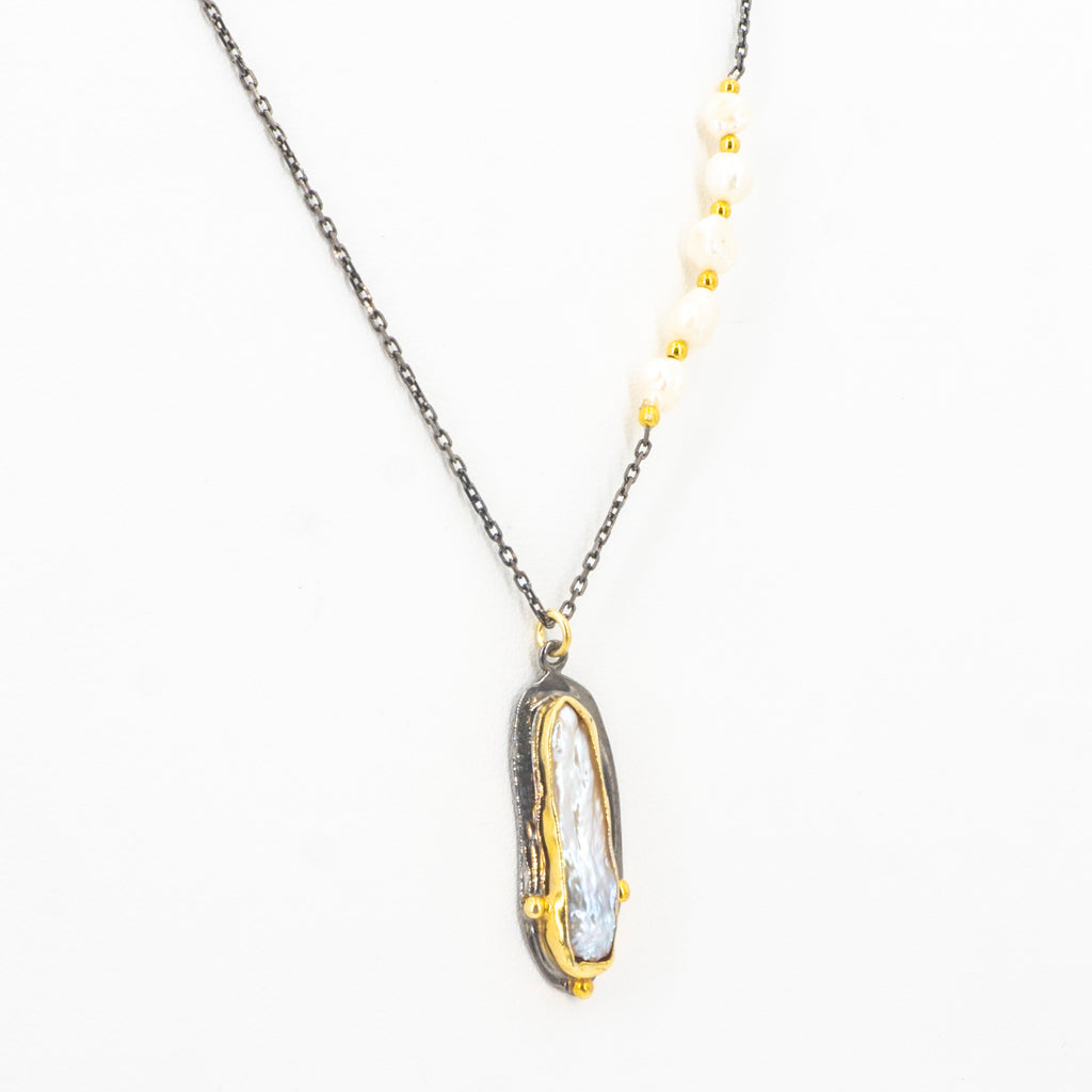 S/S Pearl Pendant W Pearl Beads
