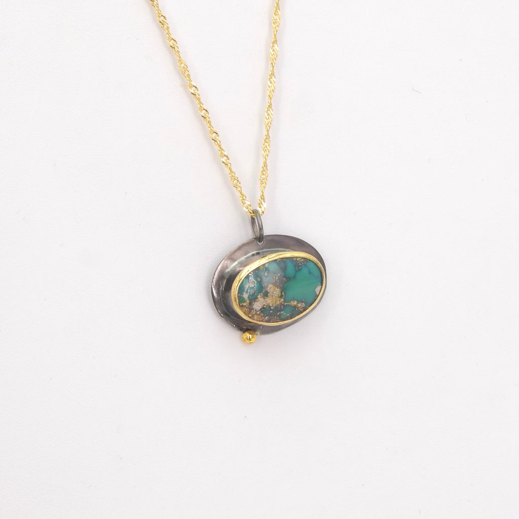 Sterling Silver Two Tone Turquoise Necklace