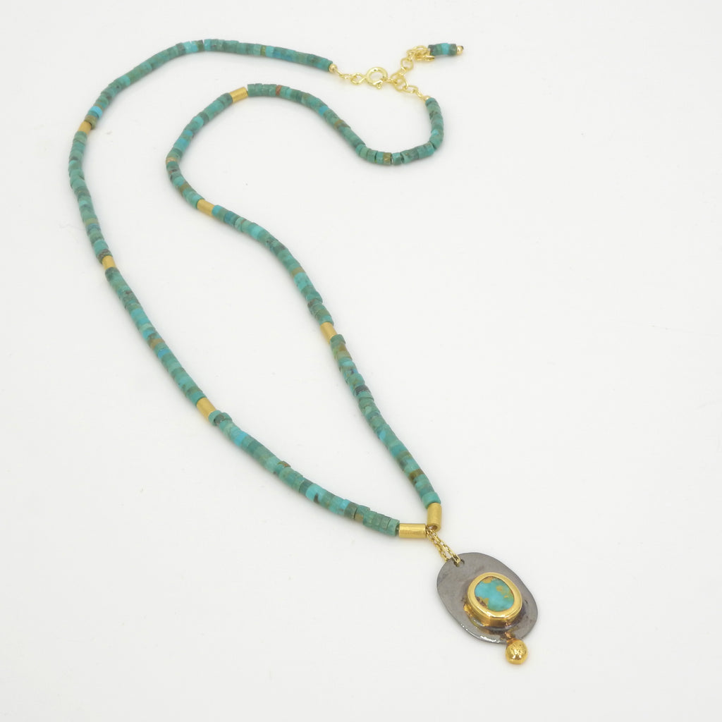 Sterling Silver Gold Vermeil Turquoise Necklace