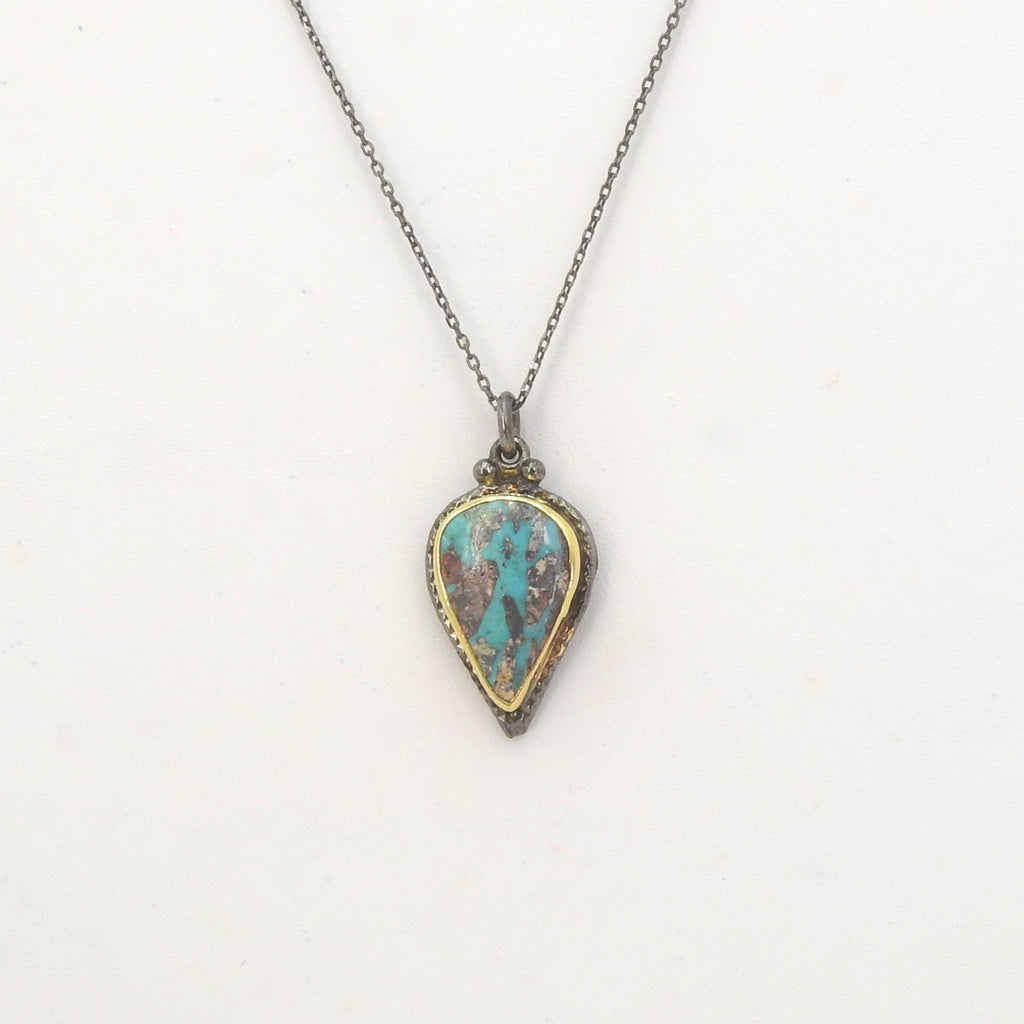 Sterling Silver Two Tone Turquoise Pendant