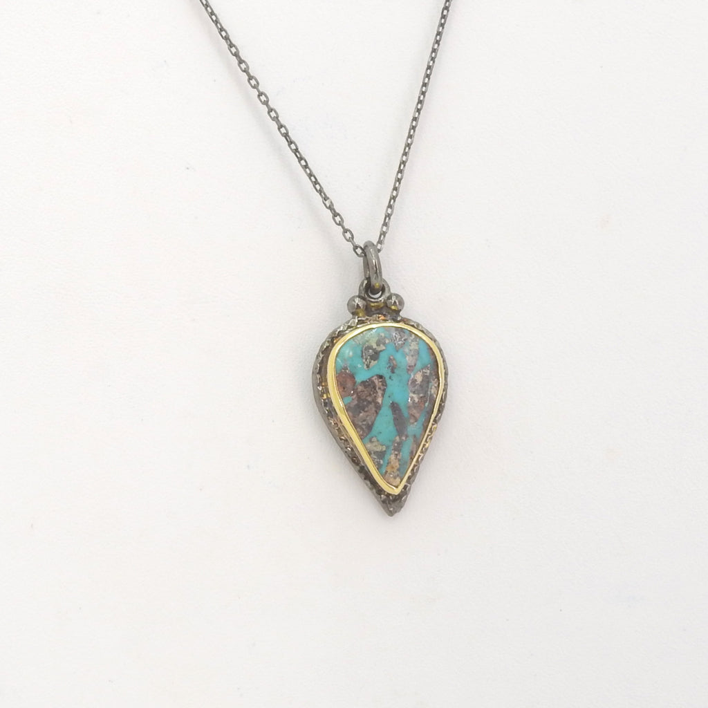 Sterling Silver Two Tone Turquoise Pendant