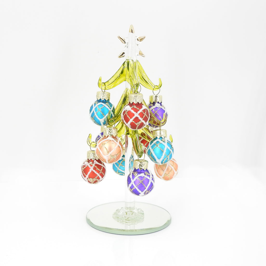 6" Glass Holiday Tree With Ornaments