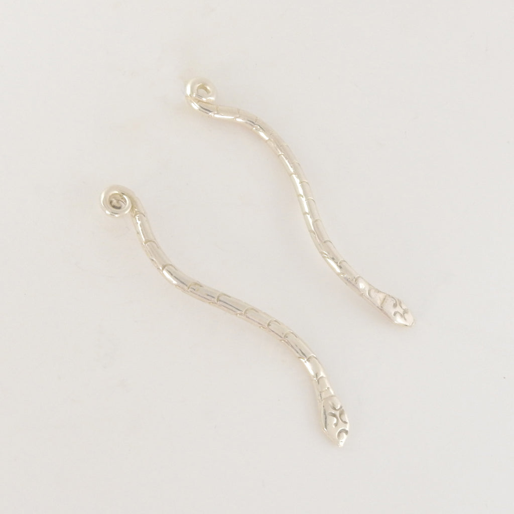 Sterling Silver Long Snake Earrings