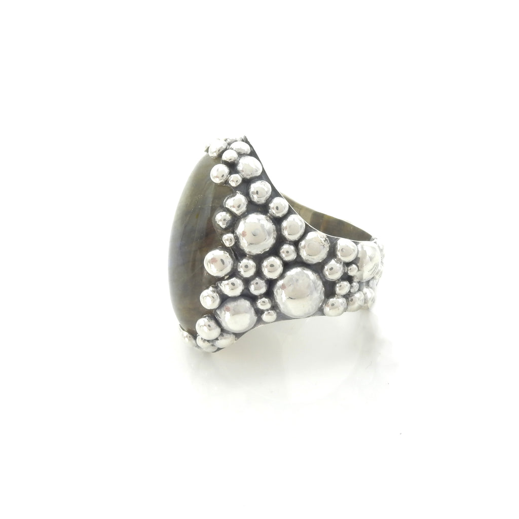 Sterling Silver Labradorite Bubble Ring Size 11
