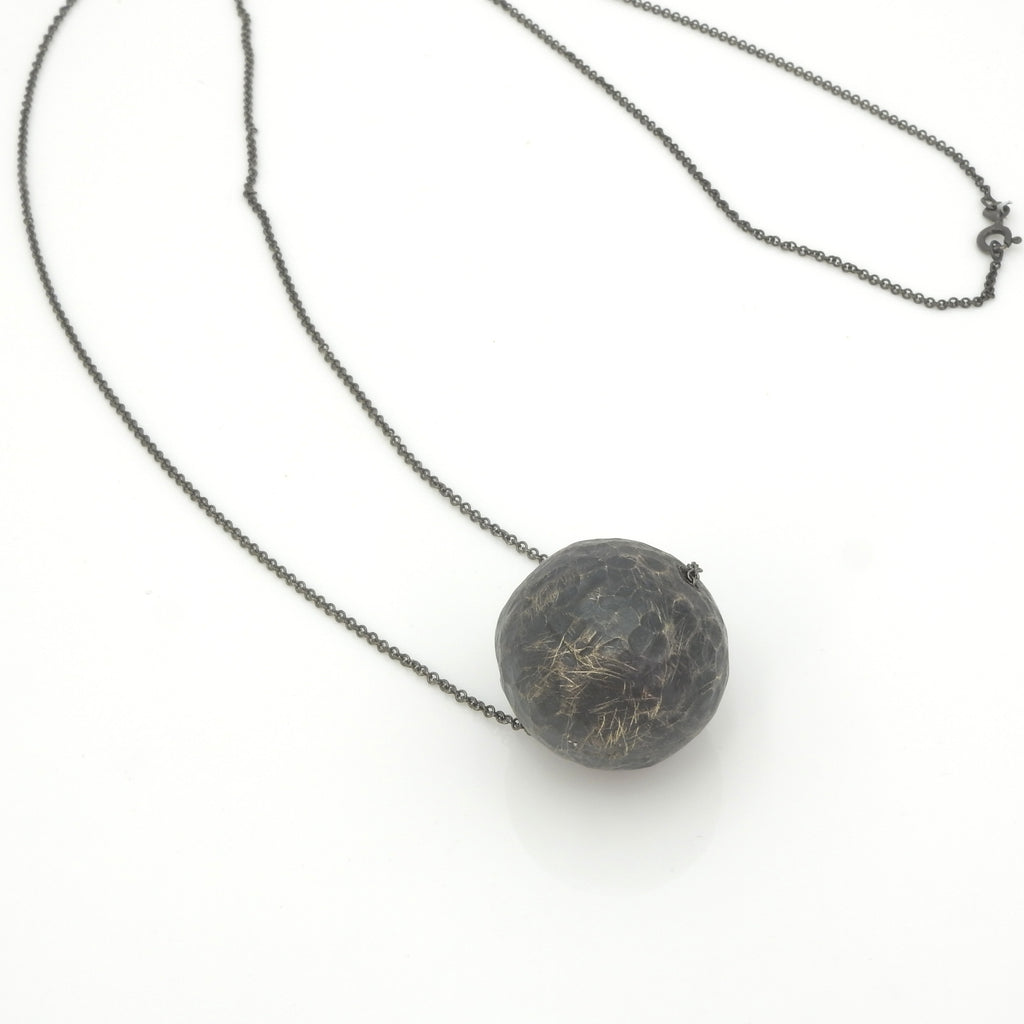 Sterling Silver Oxidized Sphere Neckace