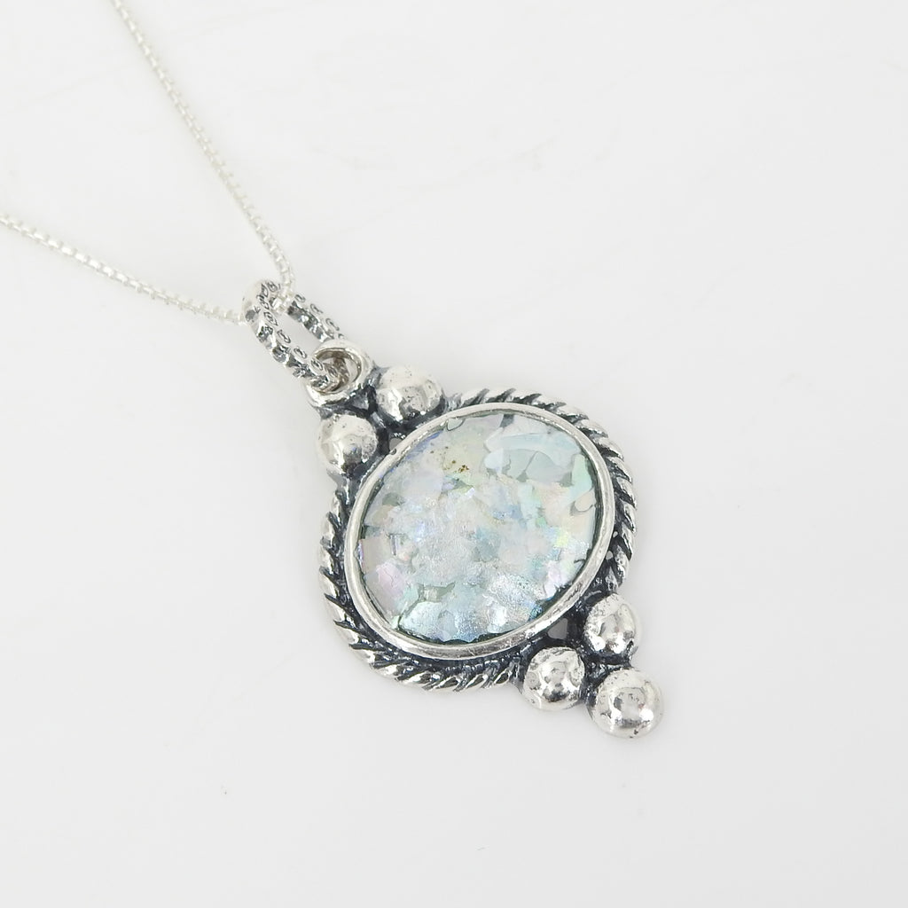 Sterling Silver Roman Glass Necklace
