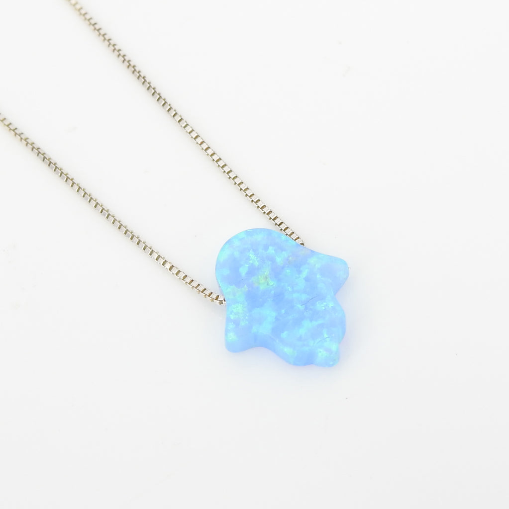 S/S Light Blue Opal Hamsa