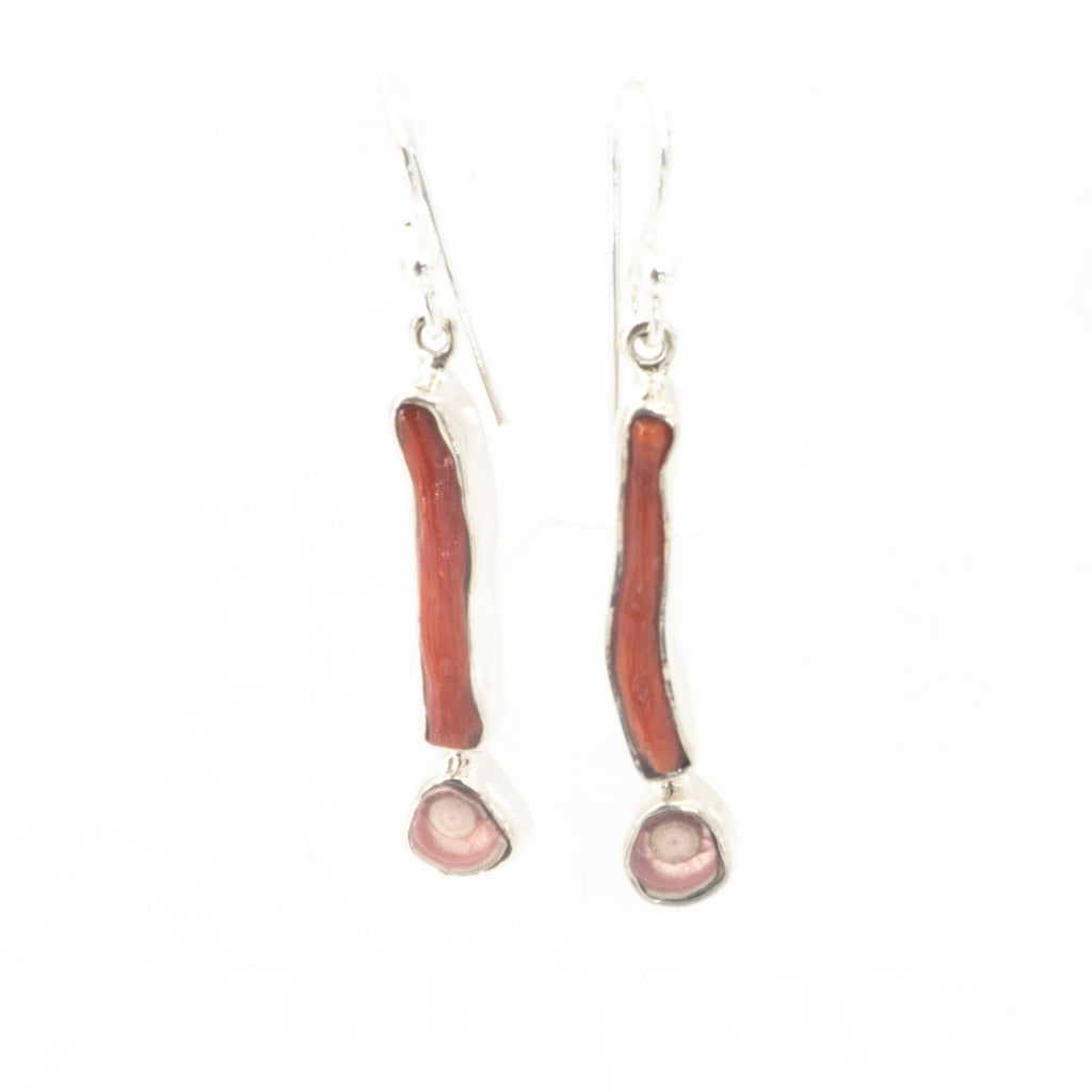 S/S Coral and Jasper Earrings