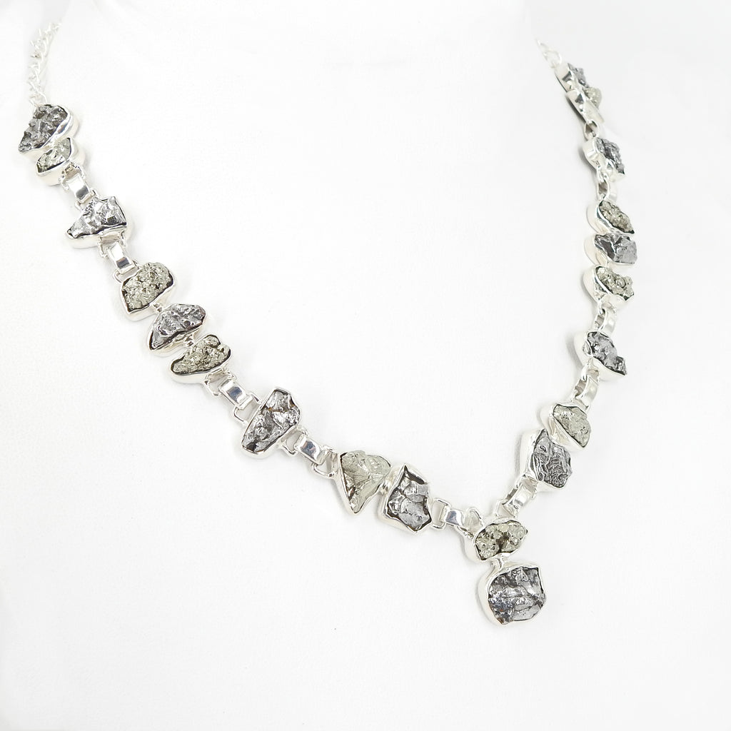 Sterling Silver Meteorite & Pyrite Necklace