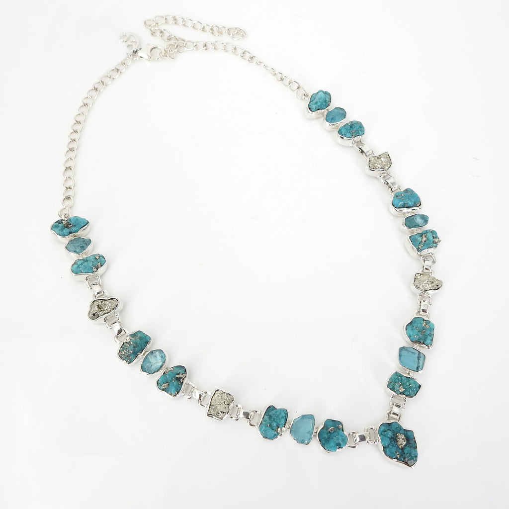 Sterling Silver Turquoise, Apatite, & Pyrite Necklace