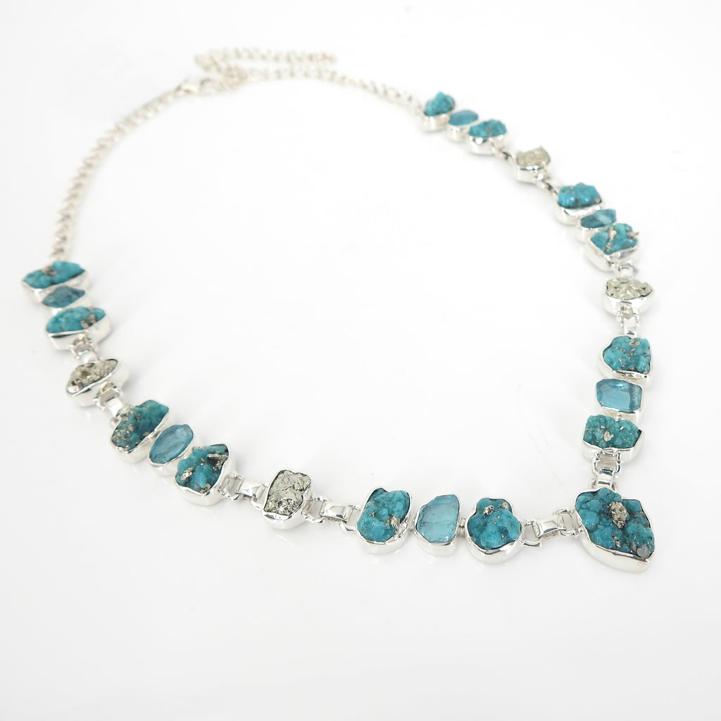 Sterling Silver Turquoise, Apatite, & Pyrite Necklace
