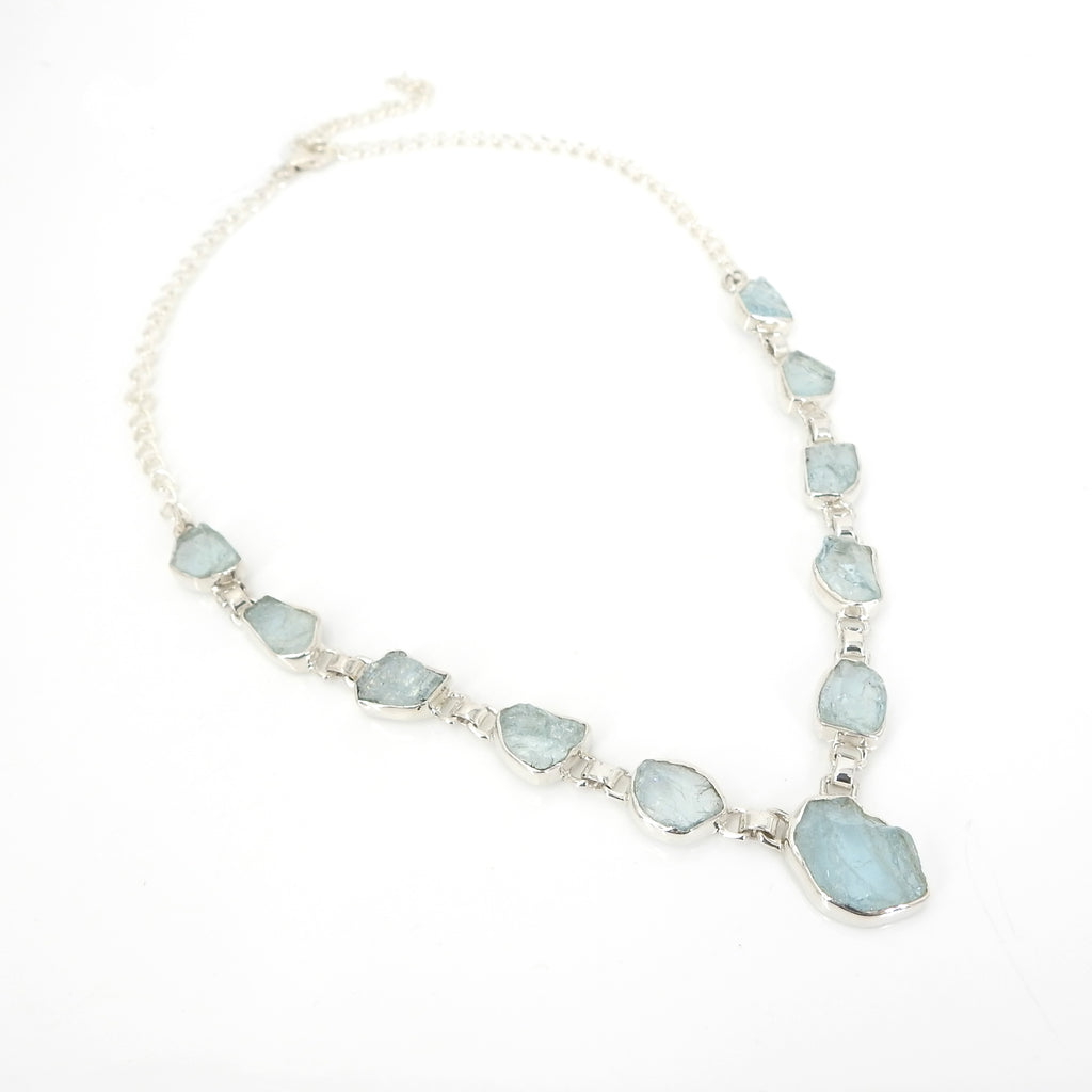 Sterling Silver Rough Aquamarine Necklace