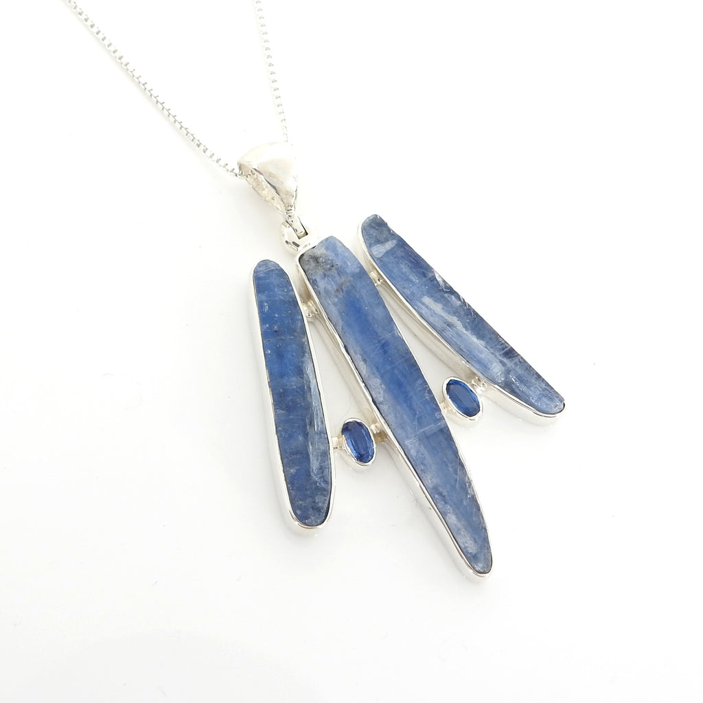 Sterling Silver Rough & Faceted Kyanite Pendant