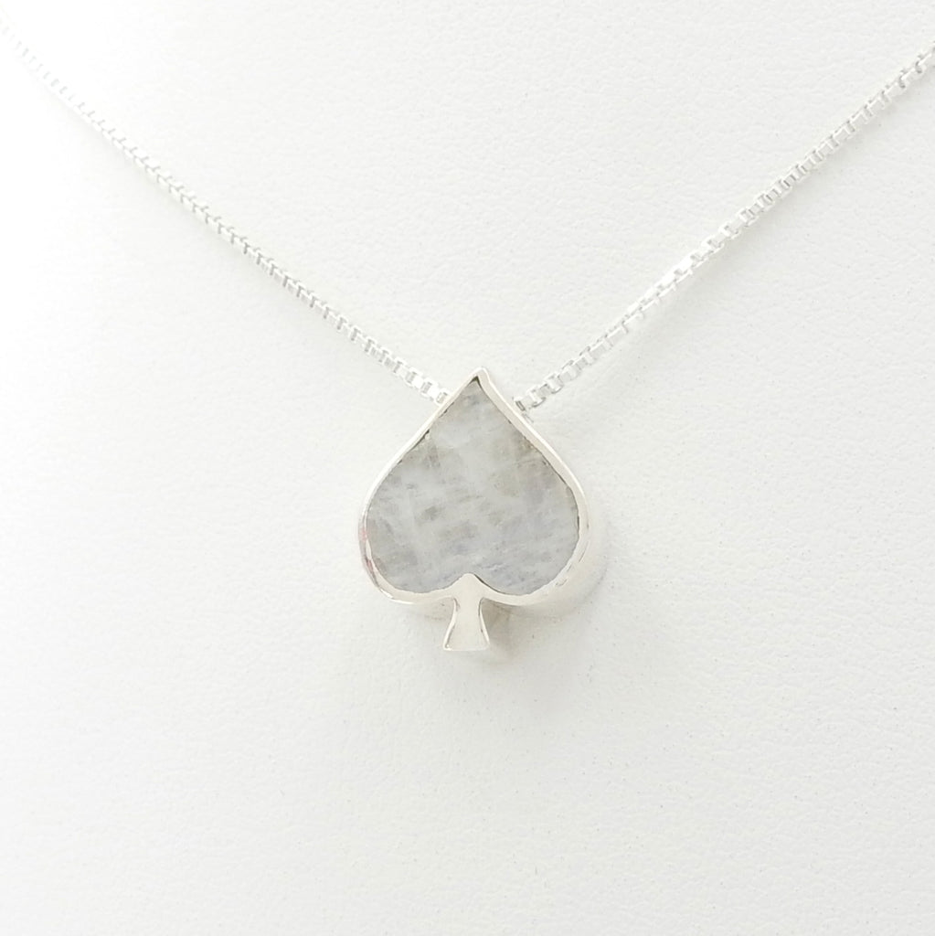 Sterling Silver Spade Rainbow Moonstone Necklace