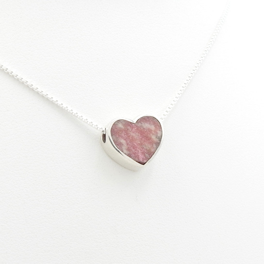 Sterling Silver Thulite Heart Necklace