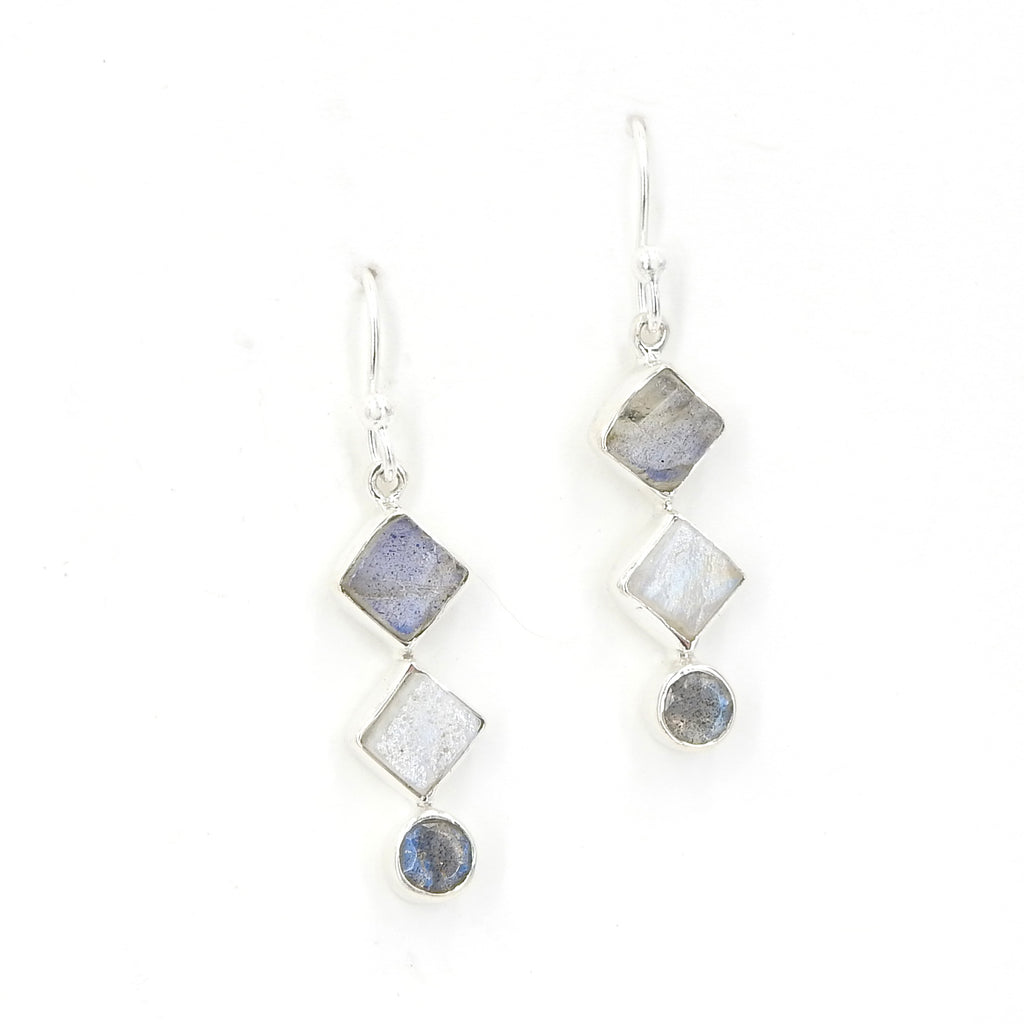 Sterling Silver Labradorite & Moonstone Earrings