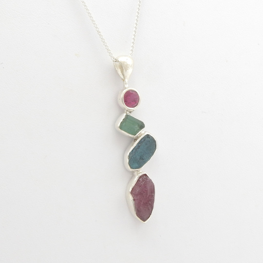 Sterling Silver Mixed Tourmaline Pendant