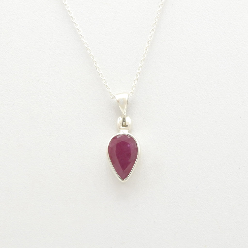 Sterling Silver Faceted Ruby Pendant