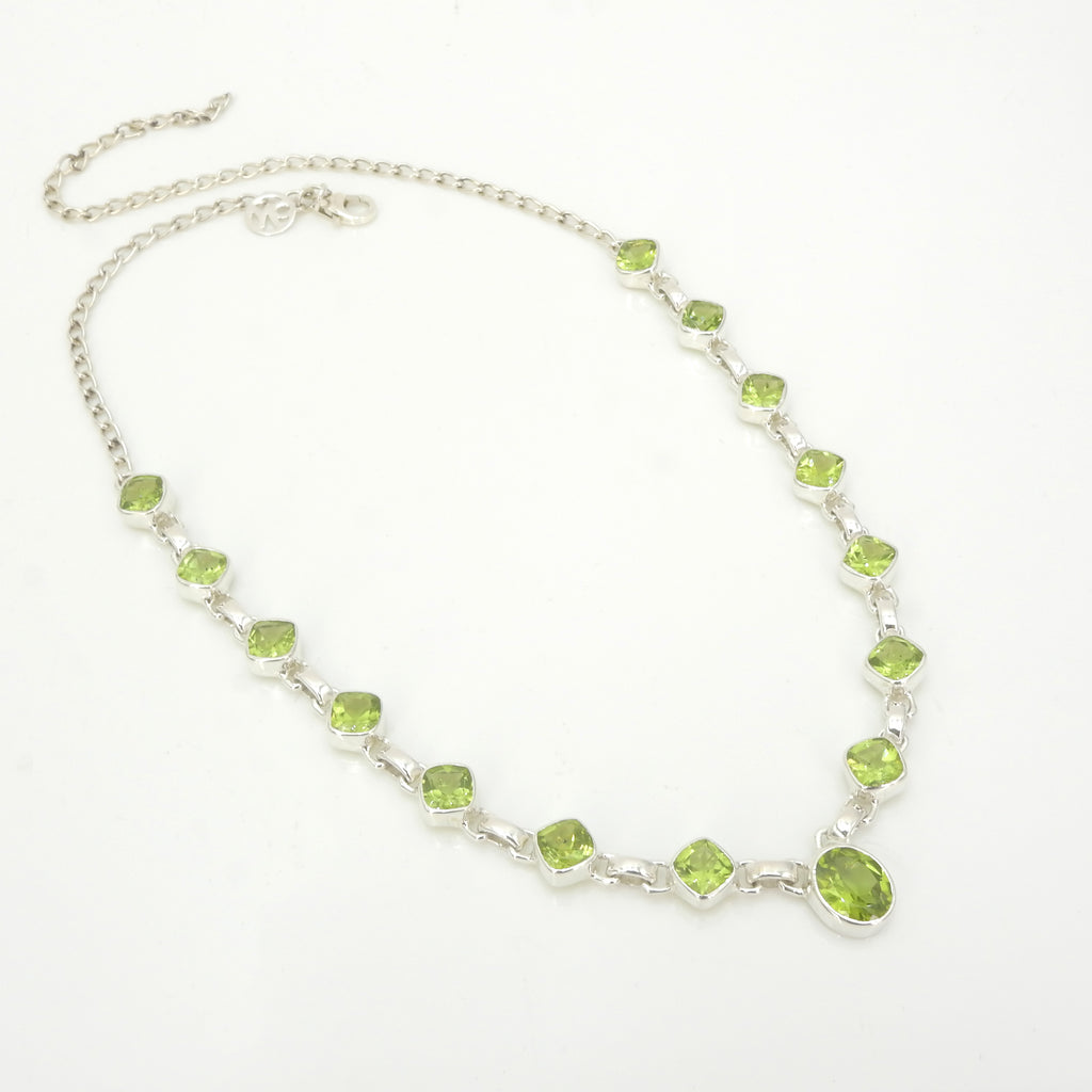 Sterling Silver Peridot Statement Necklace