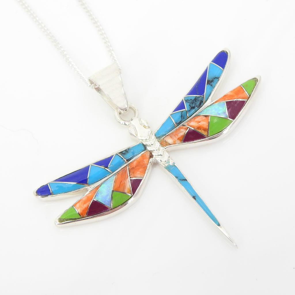 S/S Dragonfly Inlay Pendant