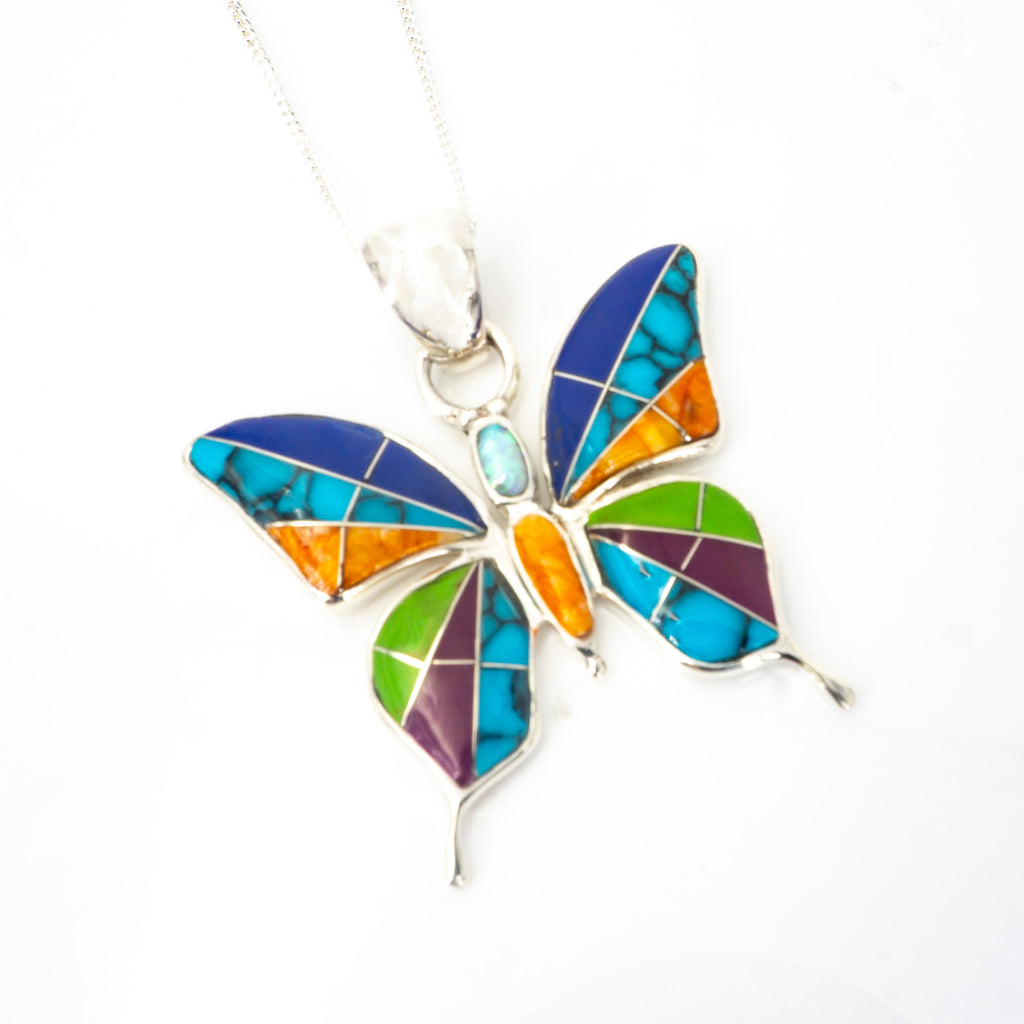 S/S Butterfly Inlay Pendant