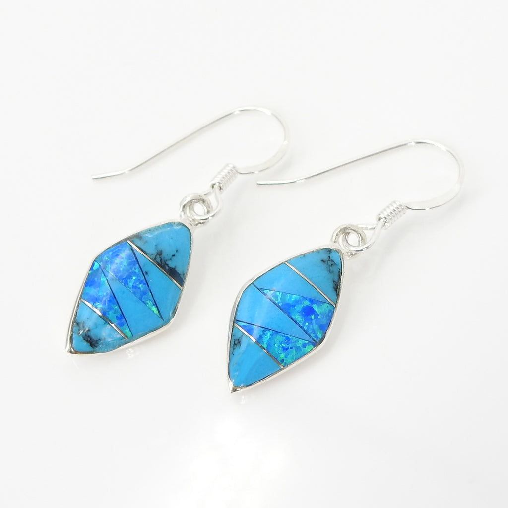 S/S Turquoise Lab Opal Inlay Earring