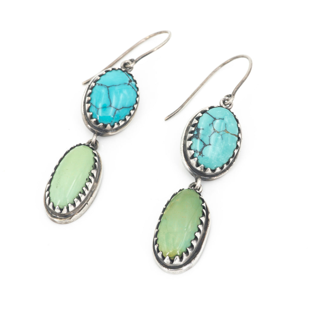 S/S Double Turquoise Drop Earring