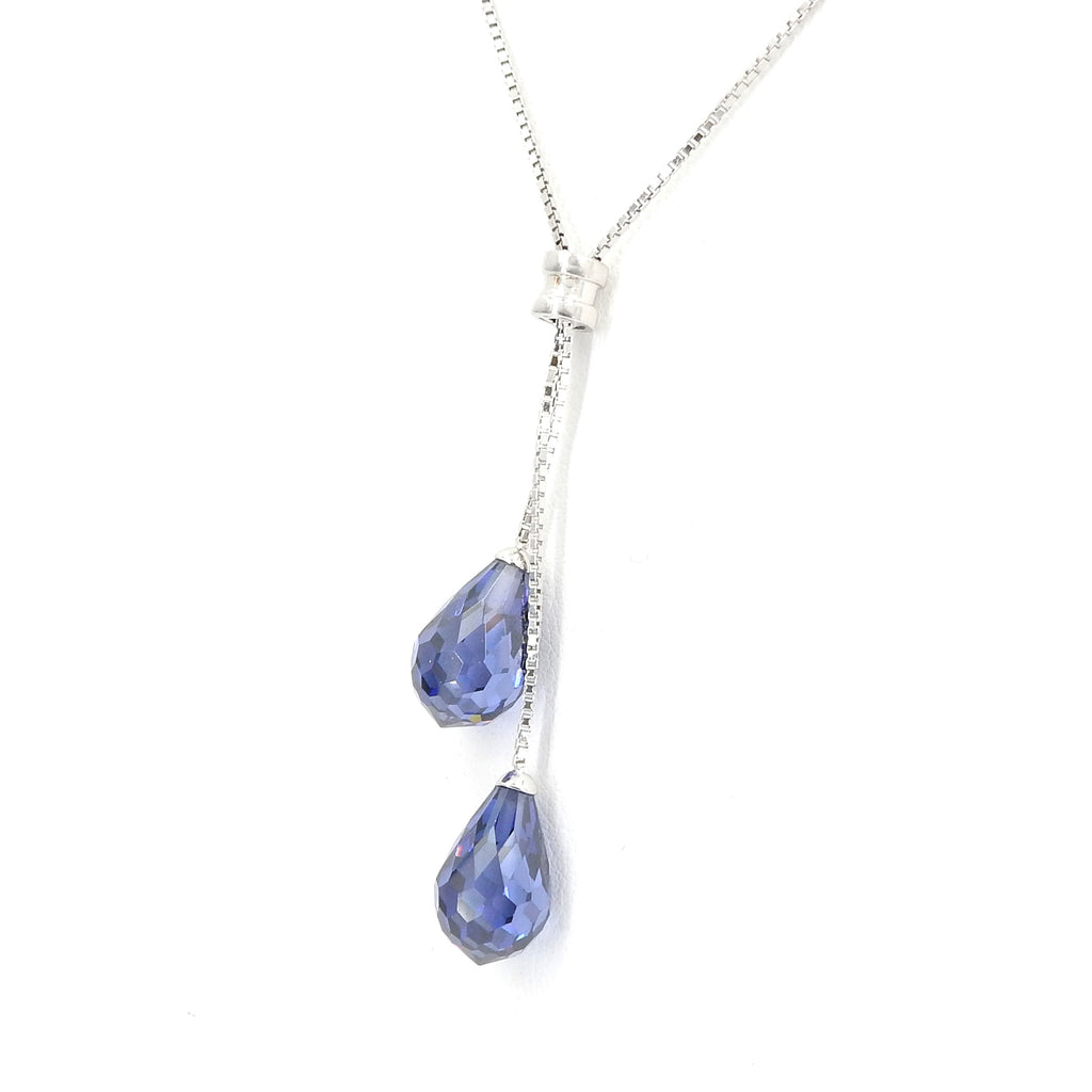 Sterling Silver Double Tanzanite Lariat Necklace