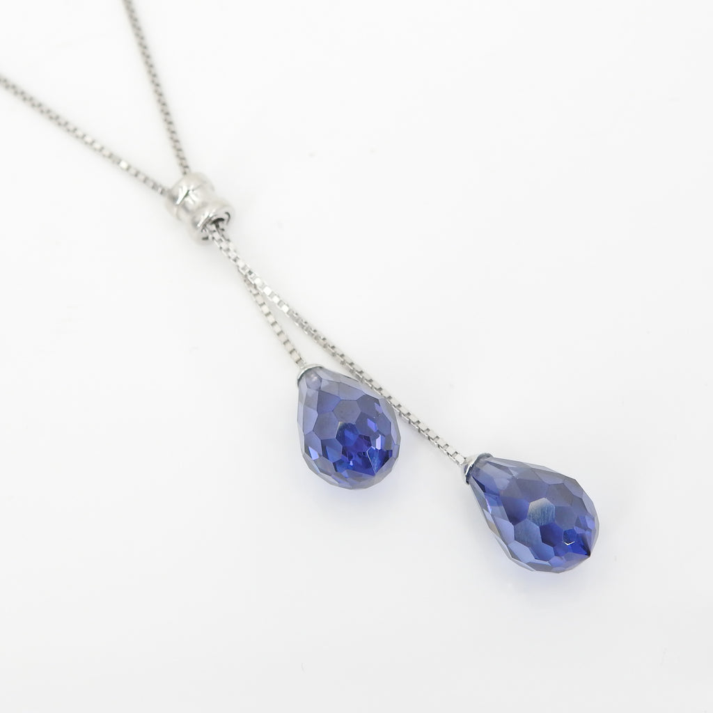 Sterling Silver Double Tanzanite Lariat Necklace