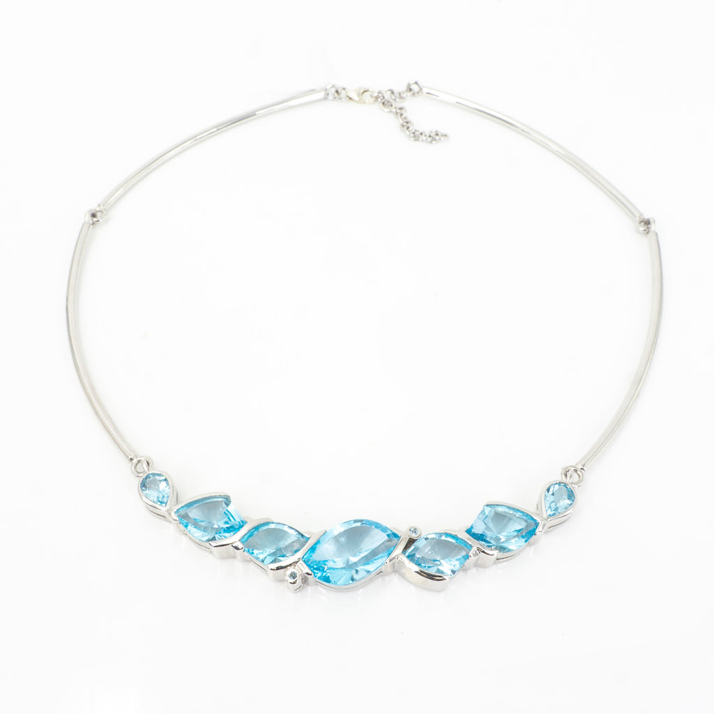 S/S Blue Topaz Collar Necklace