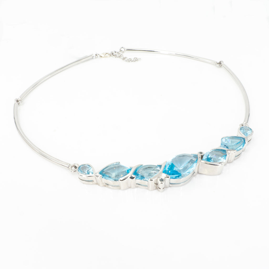 S/S Blue Topaz Collar Necklace