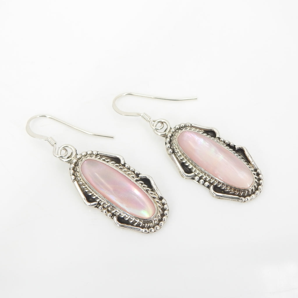 Sterling Silver Native American Pink Shell Earrings