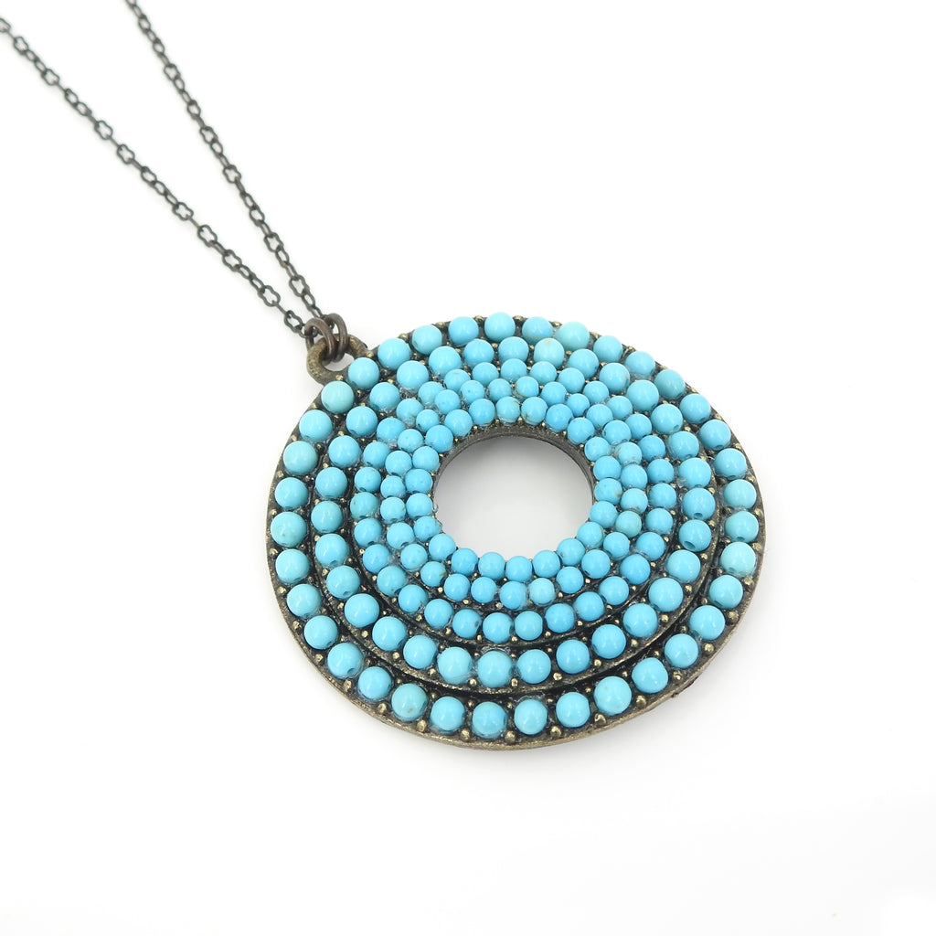 Turquoise Round Brass Necklace