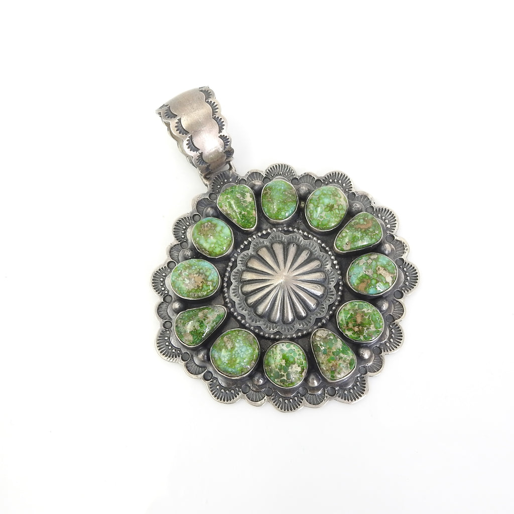 Sterling Silver Navajo Concho Turquoise Pendant