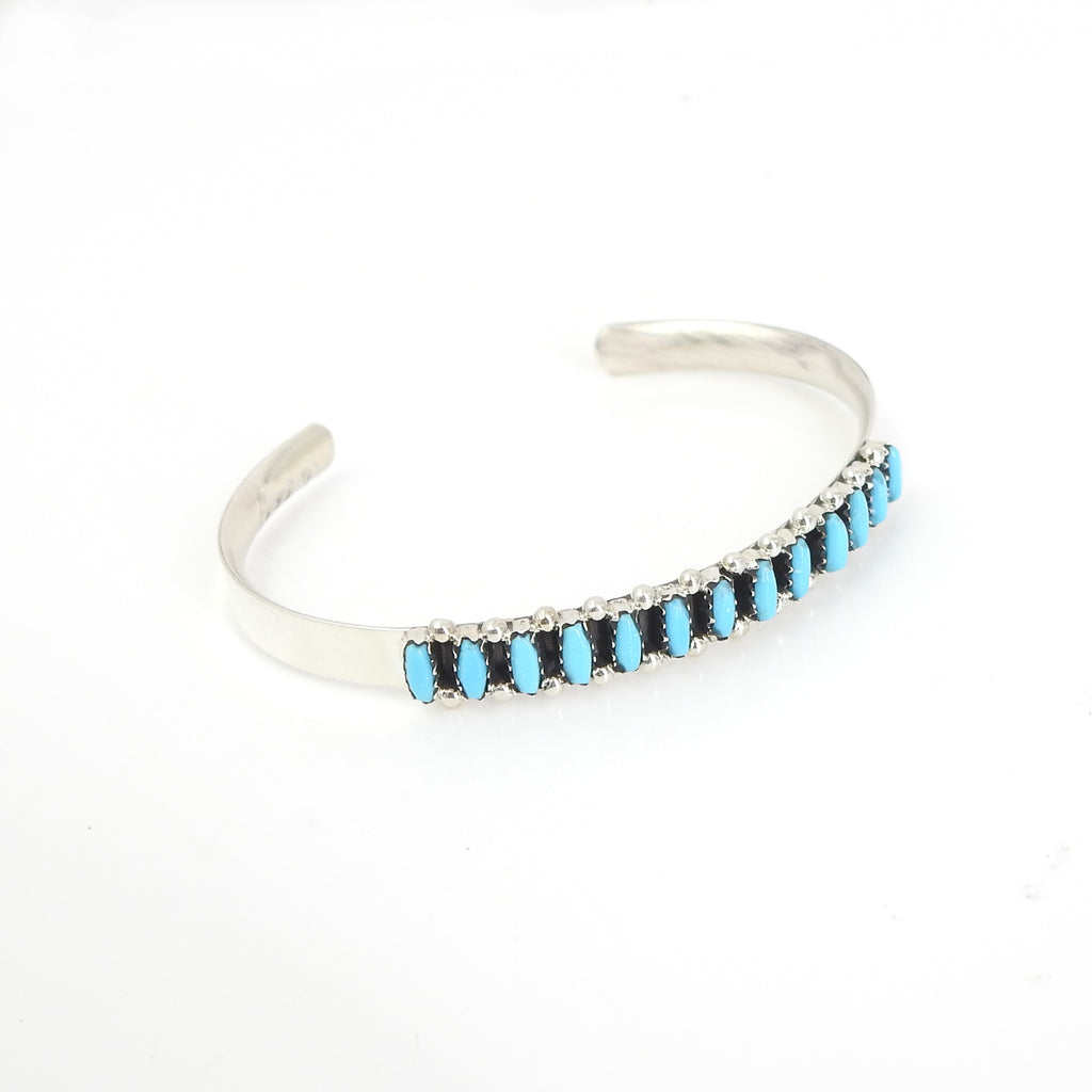 Sterling Silver Narrow Sleeping Beauty Turquoise Cuff Bracelet