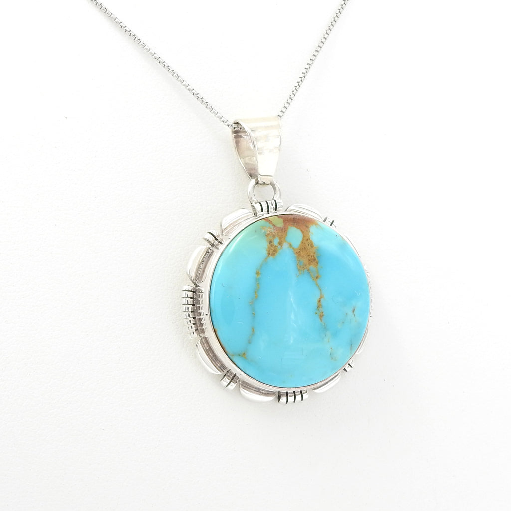 Sterling Silver Native American Round Turquoise Pendant