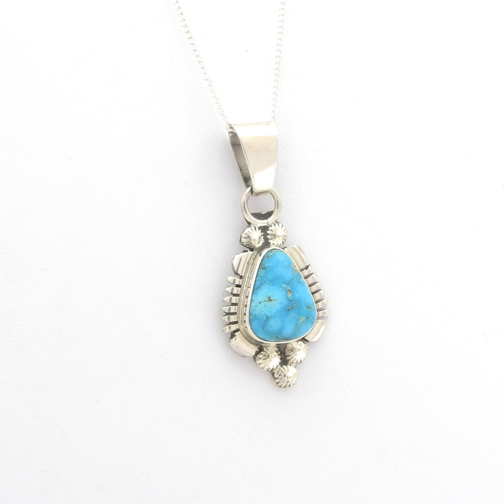 Sterling Silver Small Native American Turquoise Pendant