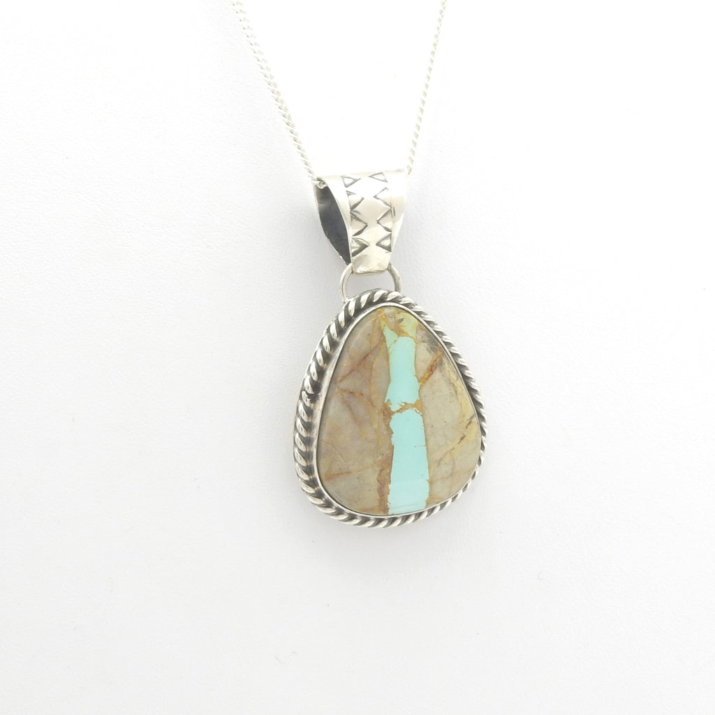 Sterling Silver Ribbon Turquoise Native American Pendant
