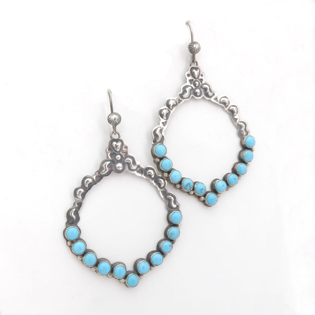 Sterling Silver Native American Turquoise Dangle Earrings