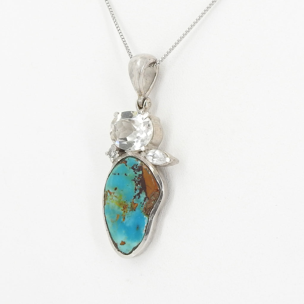 Sterling Silver Turquoise & White Topaz Pendant