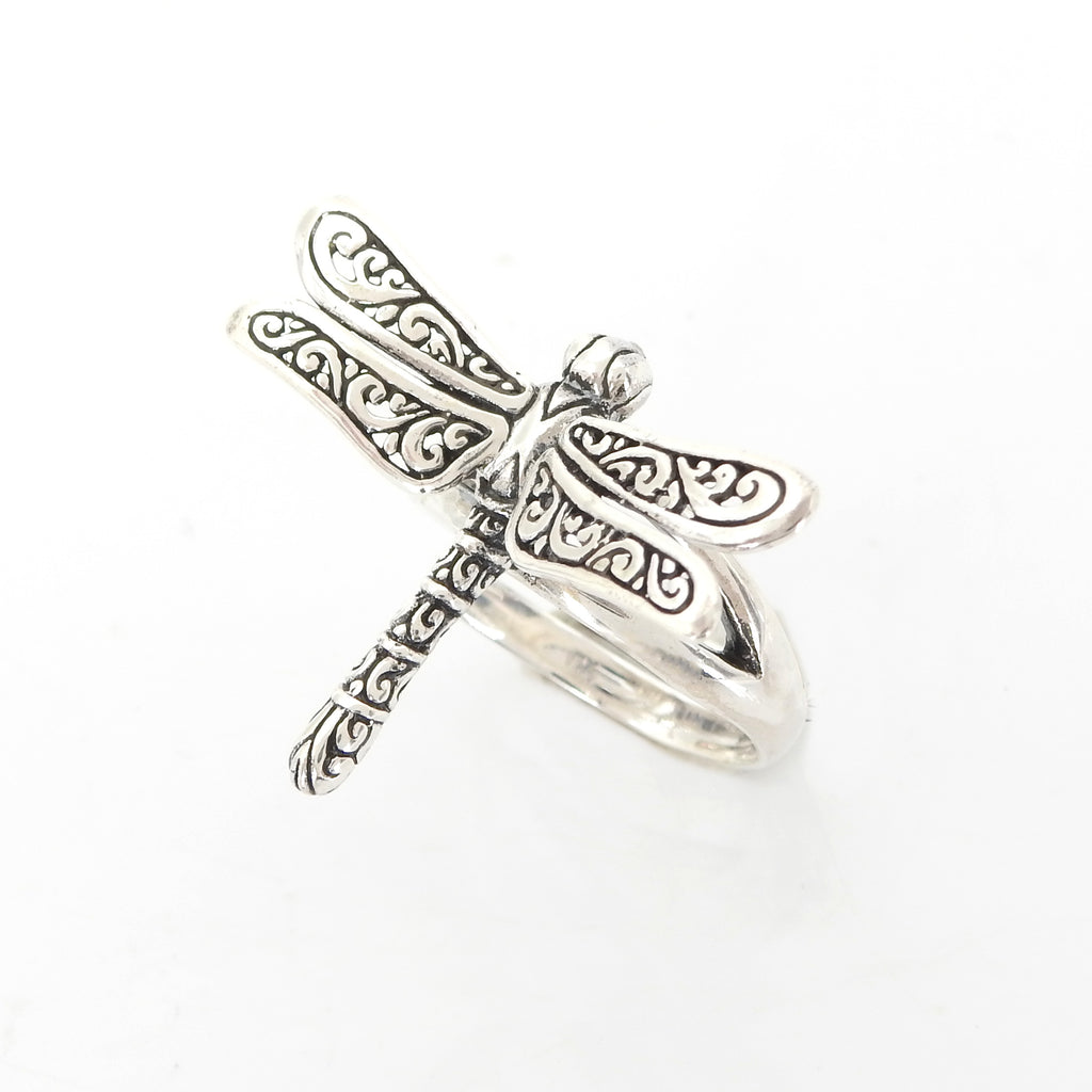 Sterling Silver Filigree Dragonfly Adjustable Ring
