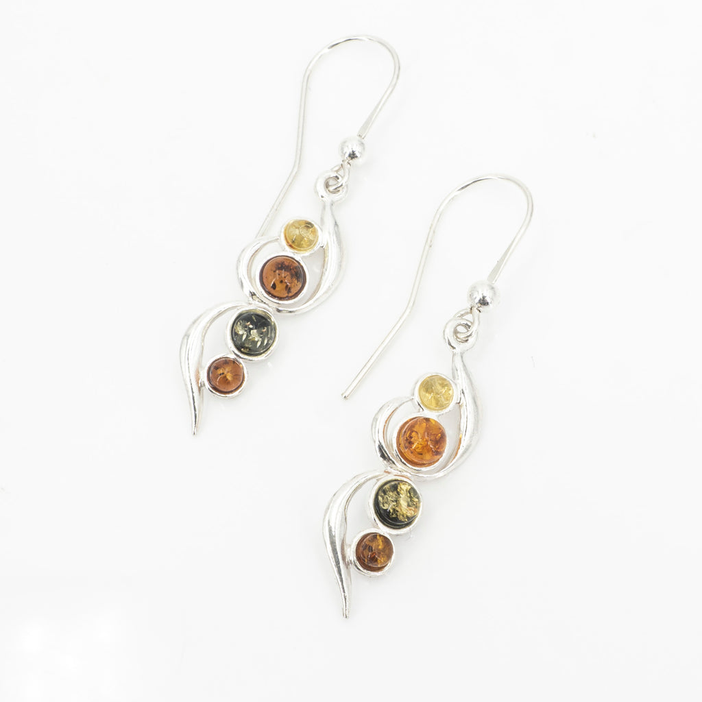 S/S Mixed Amber 4 Stone Earring