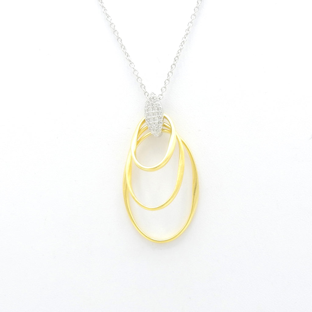 Sterling Silver Three Loop CZ Necklace