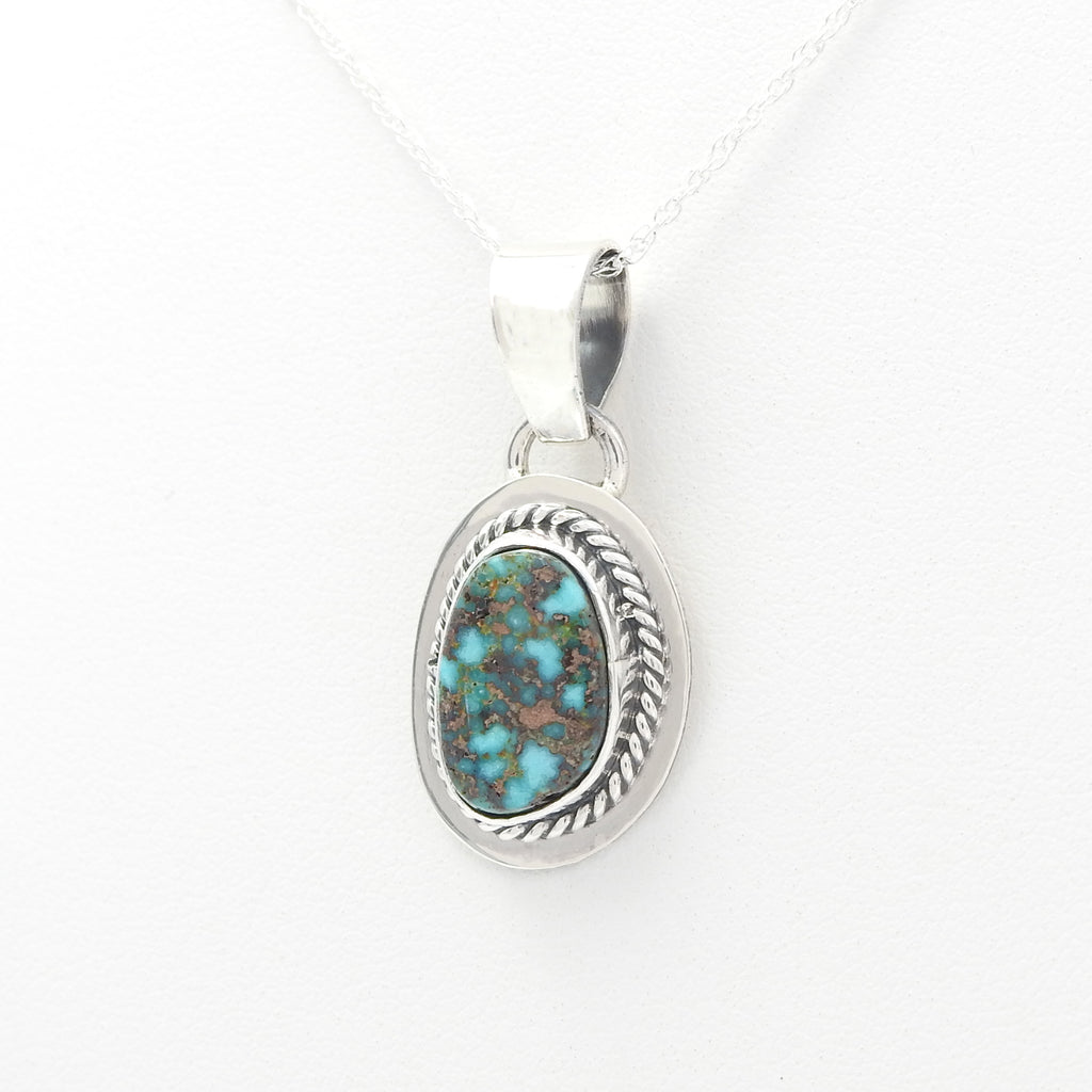 Sterling Silver Pilot Mountain Turquoise Native American Pendant